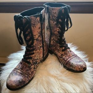 Floral Combat Boots